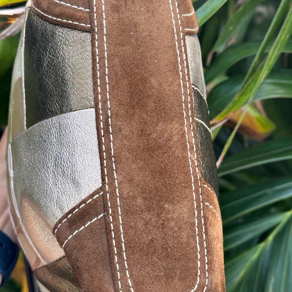 200. Vintage Coach Cream & Brown Leather Suede Shoulder Bag w/Signature C Design - Picture 7 of 12